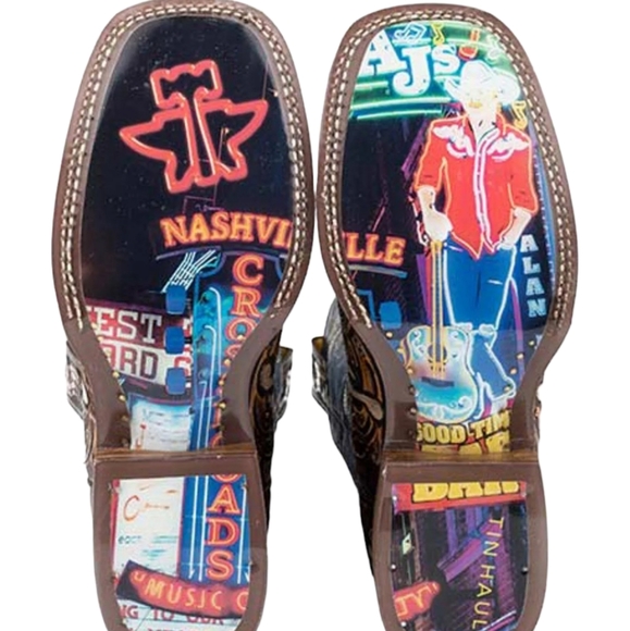 TIN HAUL "Country Sound" cowboy boots Neon Lights Sole NWT sz 10EE new in box - Picture 2 of 16